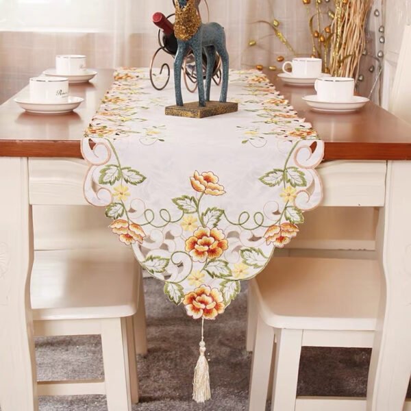 European Embroidered Cutwork Table Runner