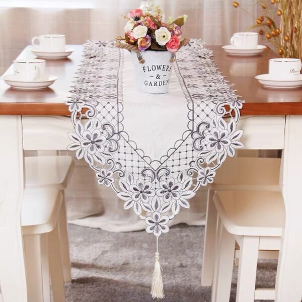 European Embroidered Cutwork Table Runner