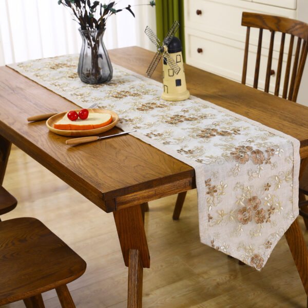 Double Layer Mesh Embroidered Table Runner