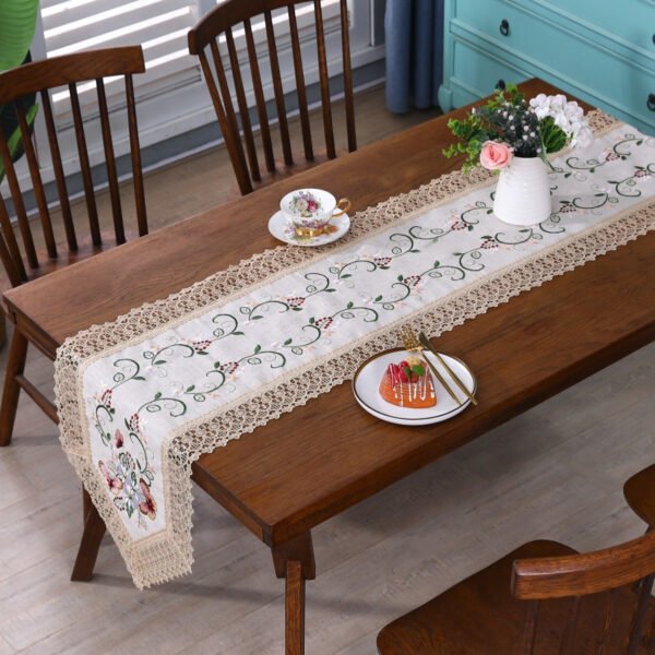 French Floral Embroidered Lace Table Runner