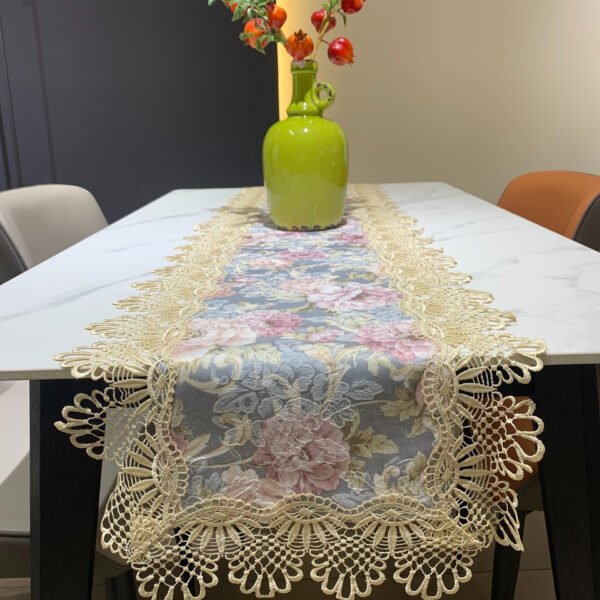 Blue Purple Lace Table Runner