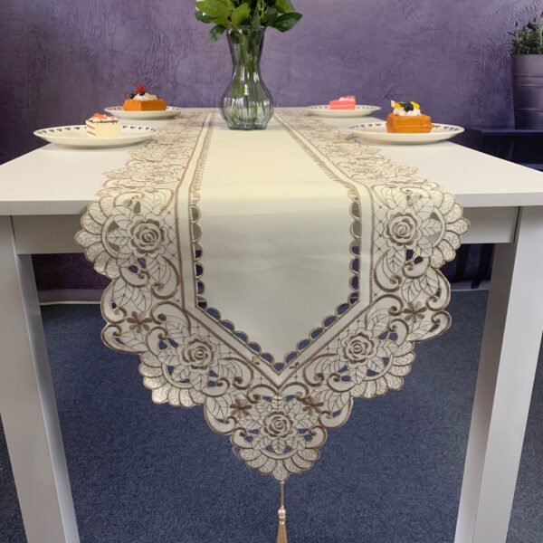 Embroidered Cutwork Fabric Table Runner