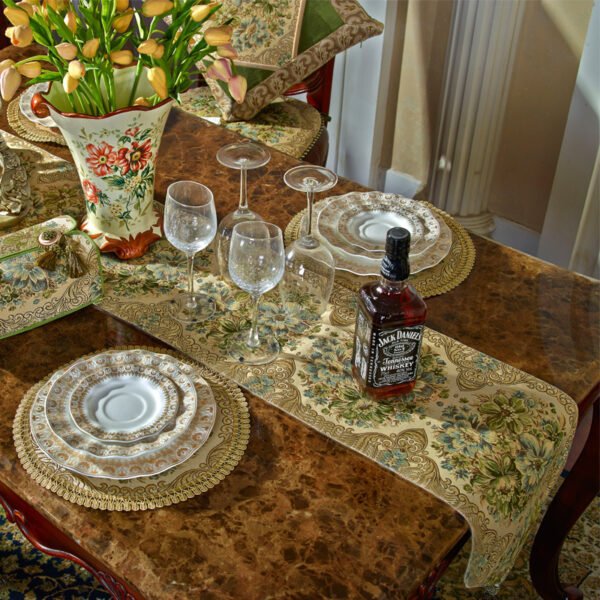 European Jacquard Embroidered Table Runner