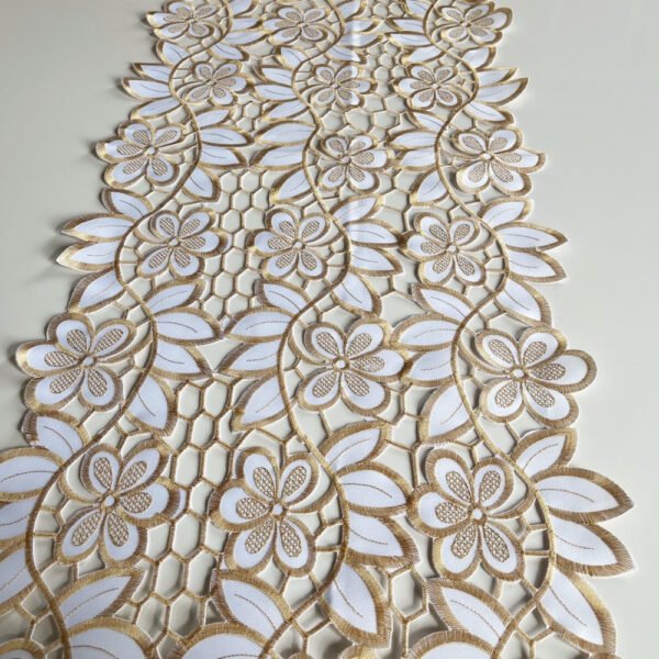 table runner (1) Green Cutwork Embroidered Table Runner