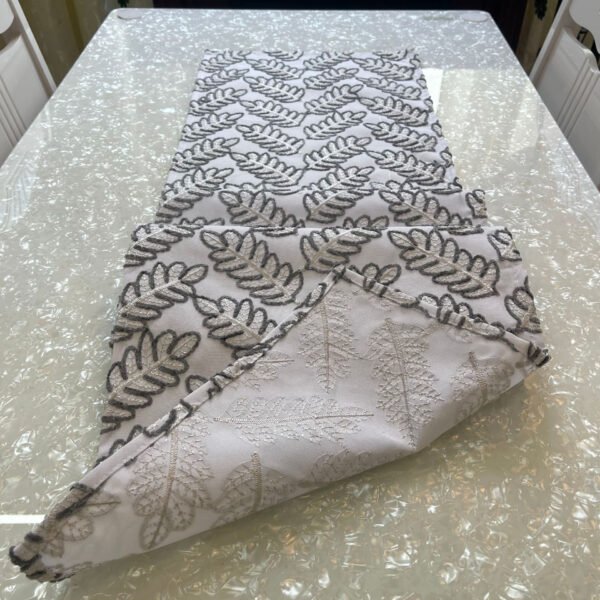 table runner (1) Silver Leaf Embroidered Table Runner