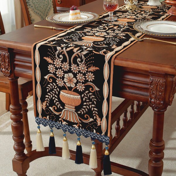 table runner (10) Black Chenille Table Runner