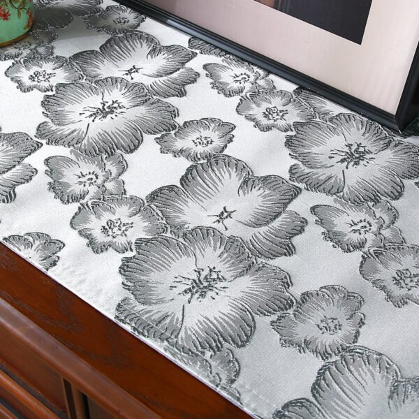 table runner (2) Light Gray Double Layer Jacquard Table Runner