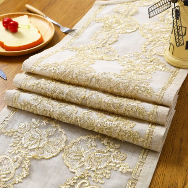 Double Layer Mesh Embroidered Table Runner