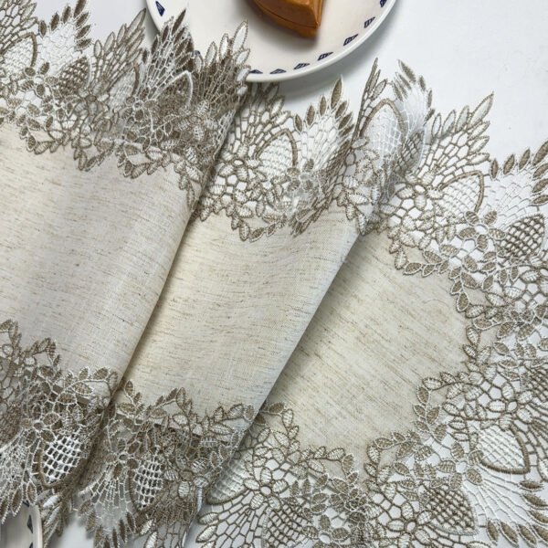 Natural Linen Blend Lace Table Runner