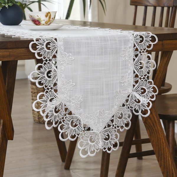 table runner (3) White Lace Cutwork Table Runner