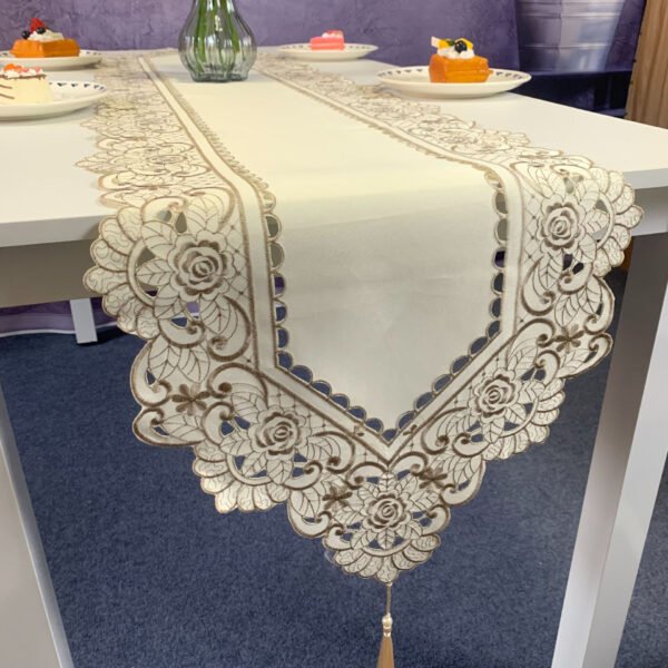 Embroidered Cutwork Fabric Table Runner