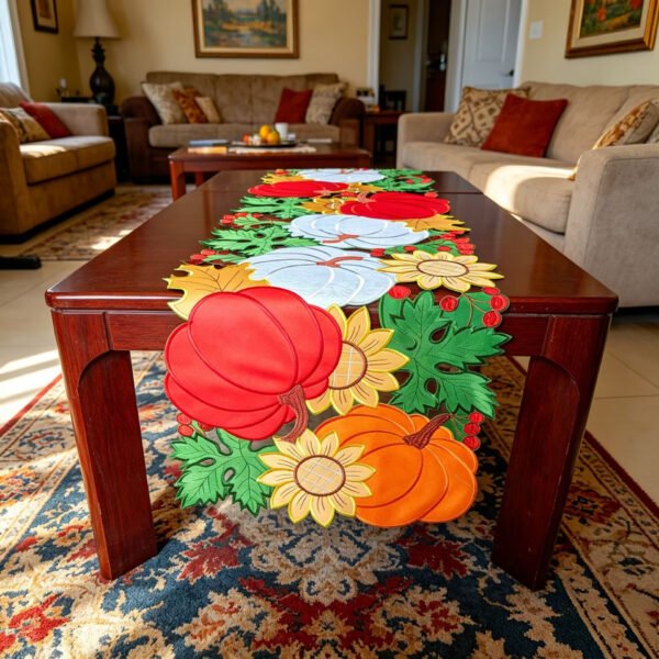 Thanksgiving Cutwork Embroidered Table Runner