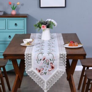 French Floral Embroidered Lace Table Runner