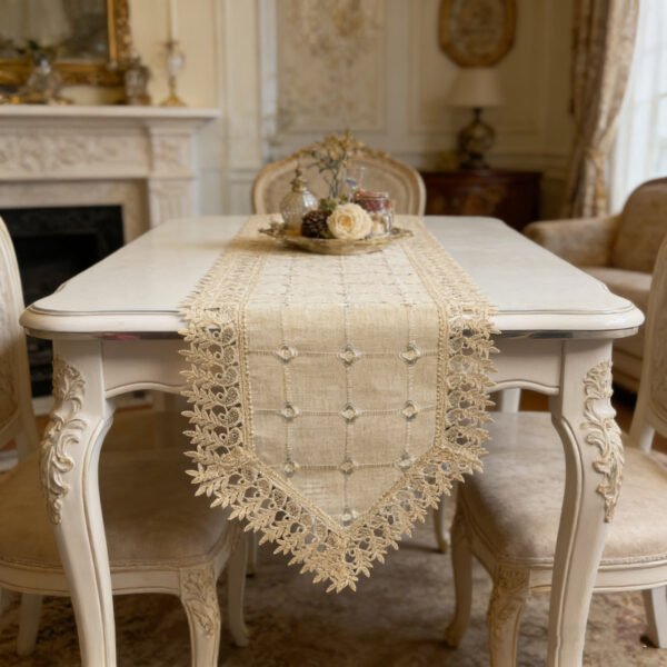table runner (4) Beige Lace Table Runner