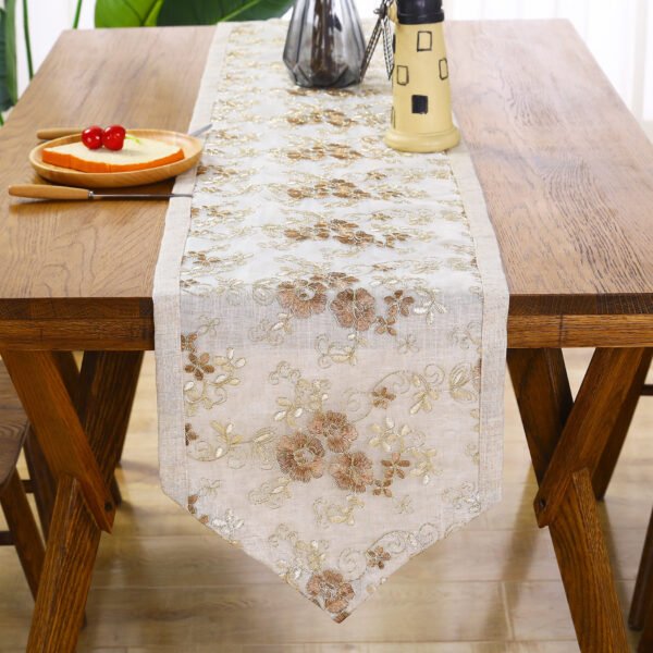 Double Layer Mesh Embroidered Table Runner