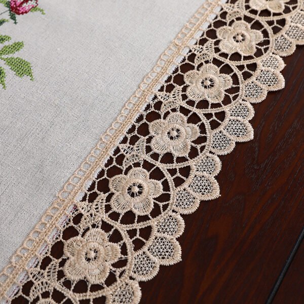 Vintage Rose Embroidered Table Runner