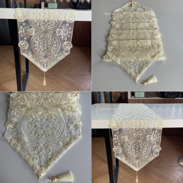 Heavy Embroidered Lace Table Runner