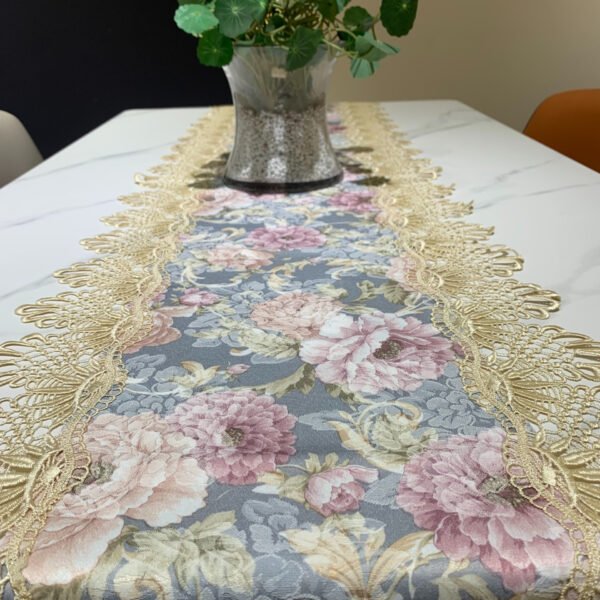 Blue Purple Lace Table Runner