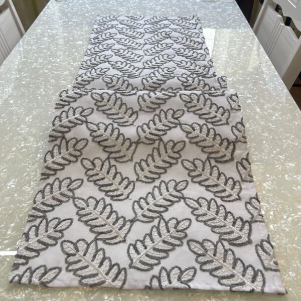 table runner (4) Silver Leaf Embroidered Table Runner