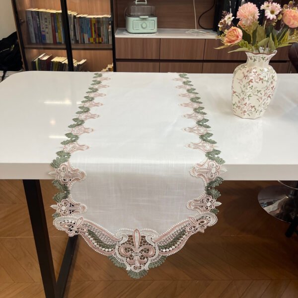 table runner (4) Green Pink Elegant Table Runner