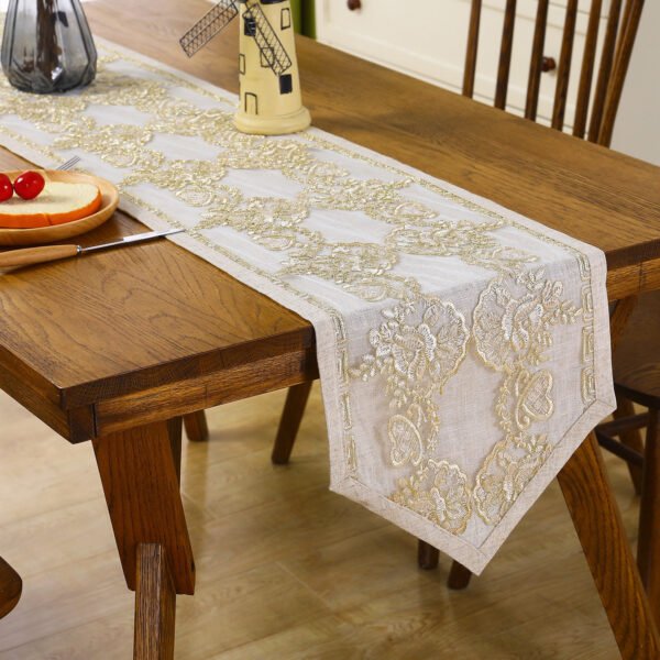 Double Layer Mesh Embroidered Table Runner