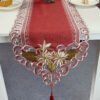 Christmas Red Embroidered Table Runner