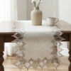 Natural Linen Blend Lace Table Runner