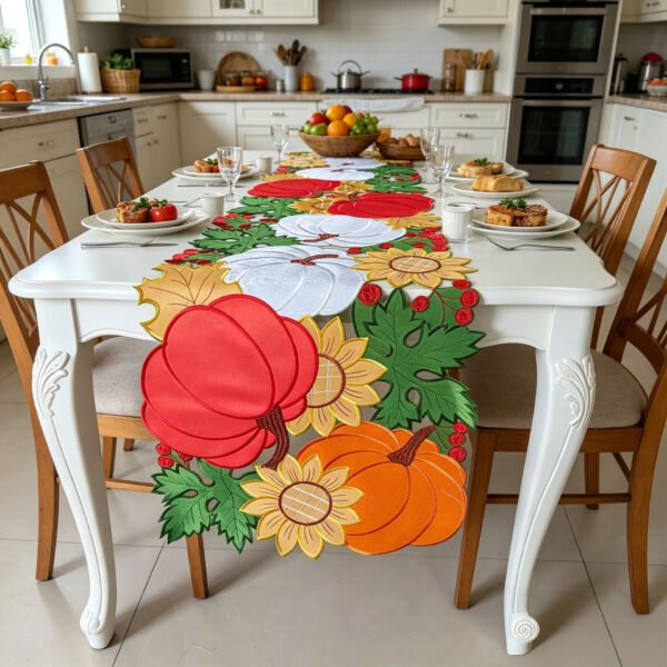 Thanksgiving Cutwork Embroidered Table Runner