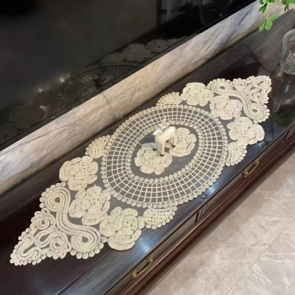 Rose Mesh Embroidered Table Runner