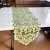 table runner (8) Green Cutwork Embroidered Table Runner