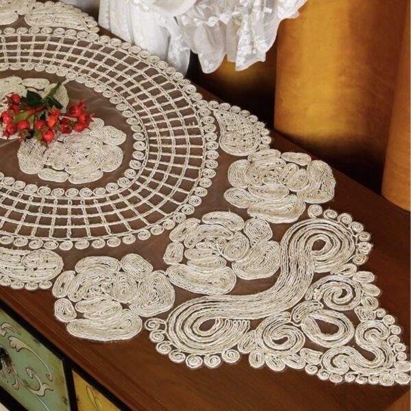 Rose Mesh Embroidered Table Runner