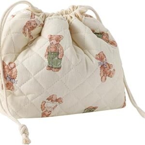 Cotton Quilted Drawstring Makeup Bag