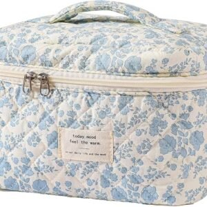 Large Travel Quilted Makeup Bag for Women