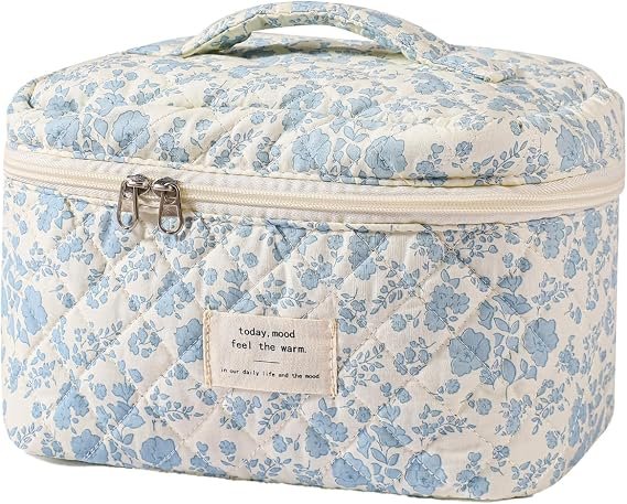 Large Travel Quilted Makeup Bag for Women