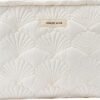 White Shells Quilted Cotton Makeup Bag,Coquette Travel Pouch